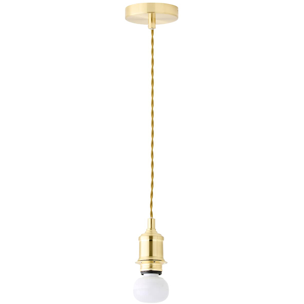 ValueLights Shaw Brushed Gold Rechargeable Ceiling Pendant Light Fitting Image 1