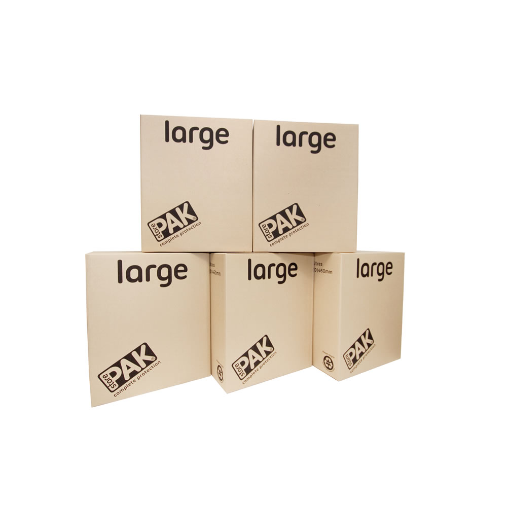 StorePAK Flat Packed Large Storage Boxes 5 pack Recycled board  - wilko
