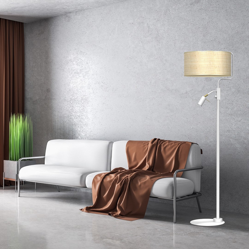 Milagro Marshall Rattan White Floor Lamp 230V Image 4
