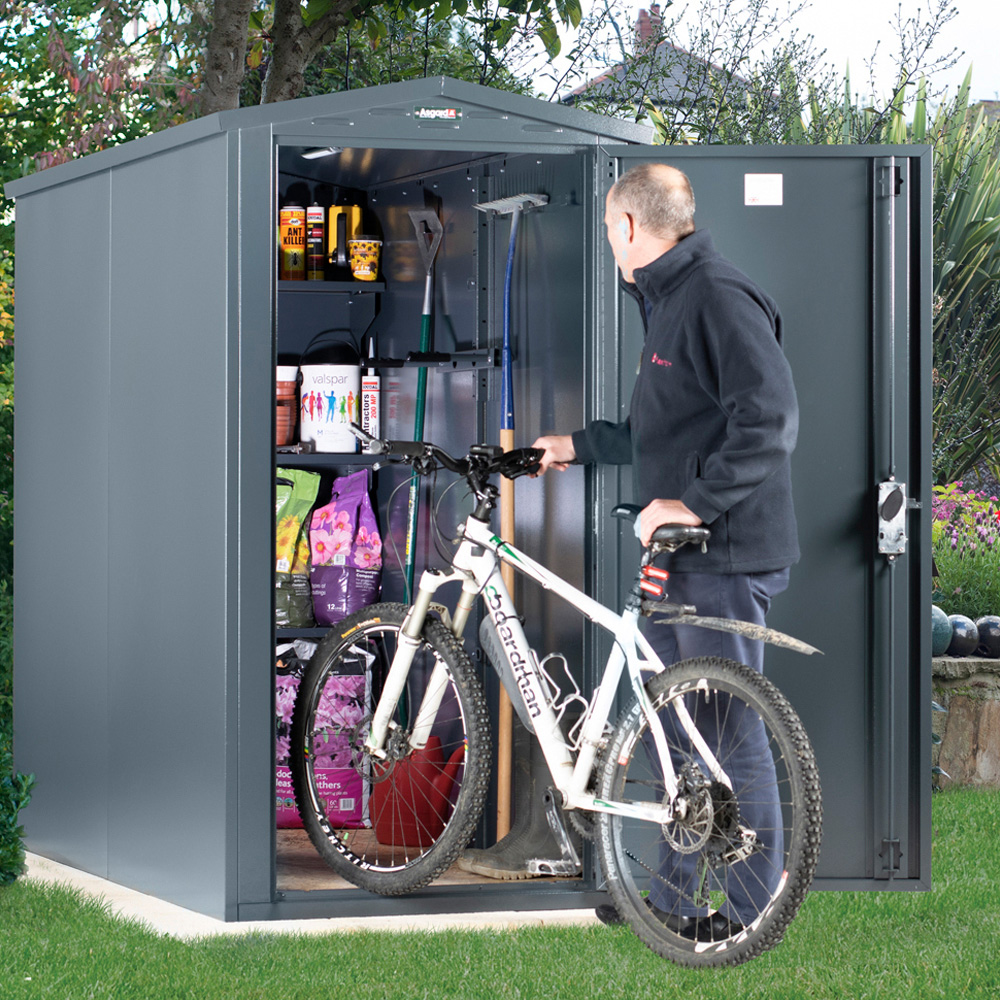 Asgard Sentry 3 x 7ft Grey Apex E Bike Storage Shed Image 2