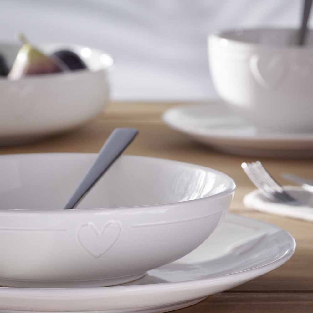 Wilko Cream Embossed Heart Pasta Bowl Wilko