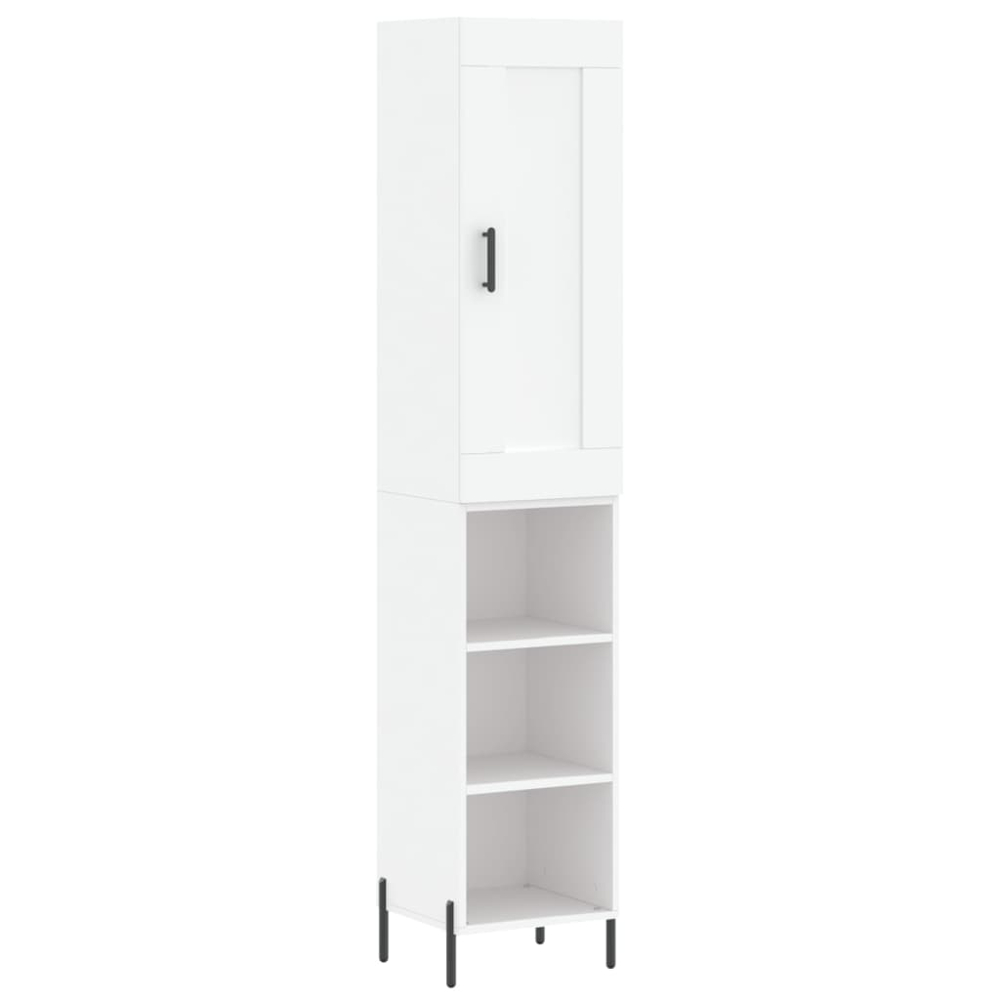 vidaXL Single Door 3 Shelf White Highboard Image 2