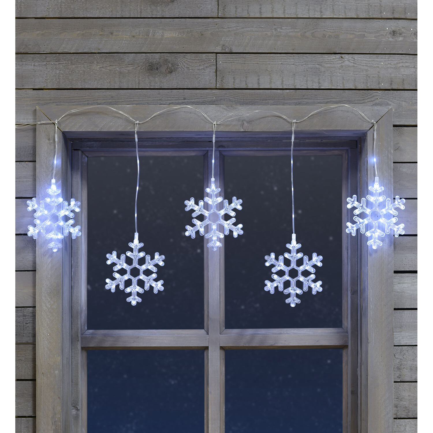 124 LED Snowflake Curtain Light - Clear Image 1