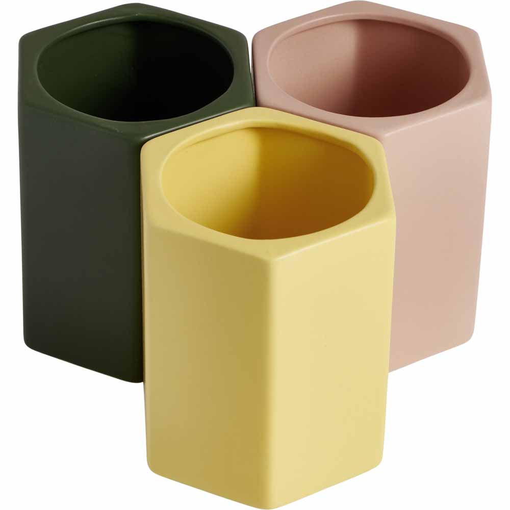 Wilko Yellow Hexagon Matte Pot Wilko