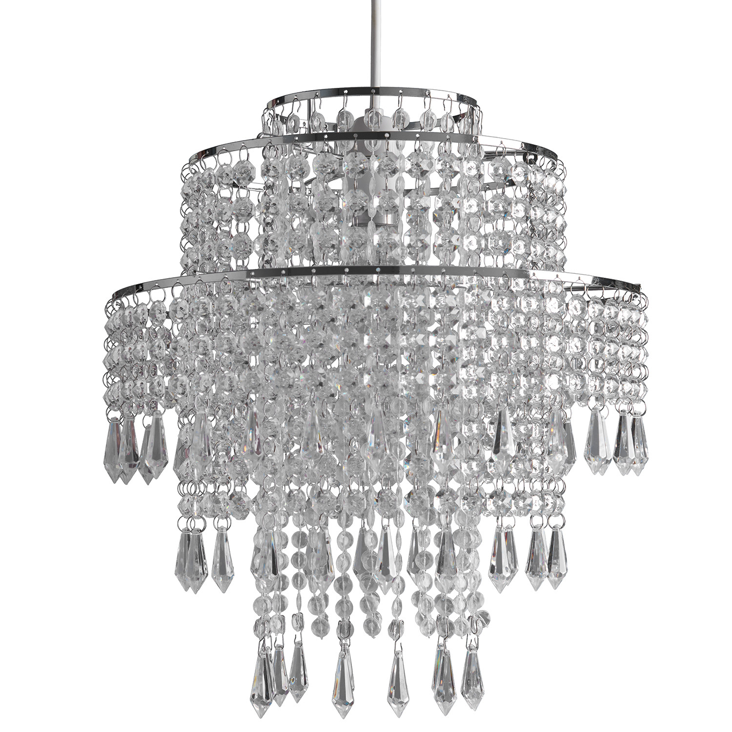 Sharna Silver Clear Jewelled Pendant Light Image 1