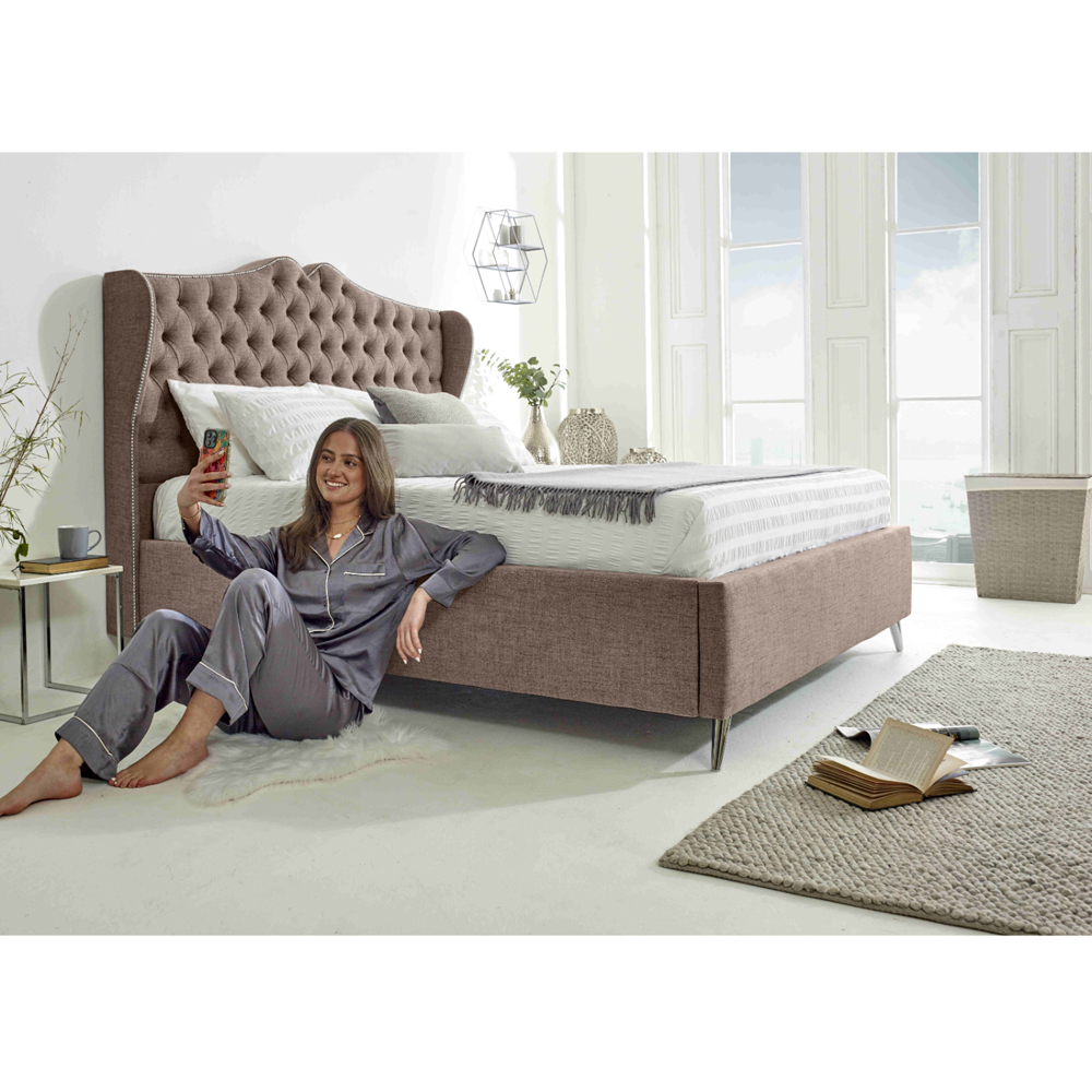 Eleganza Vanessa Super King Size Mineral Grampian Fabric Bed Frame with Headboard Image 3