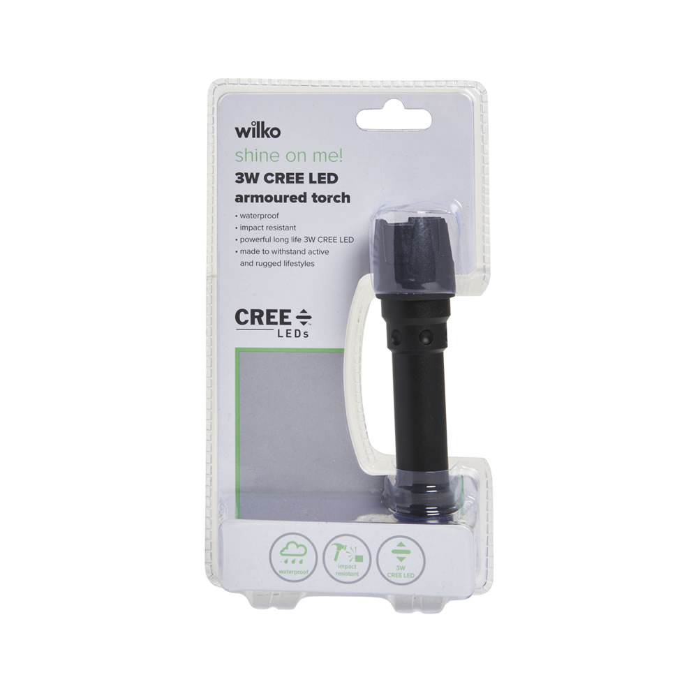 Wilko 3W CREE LED Armoured Torch Wilko