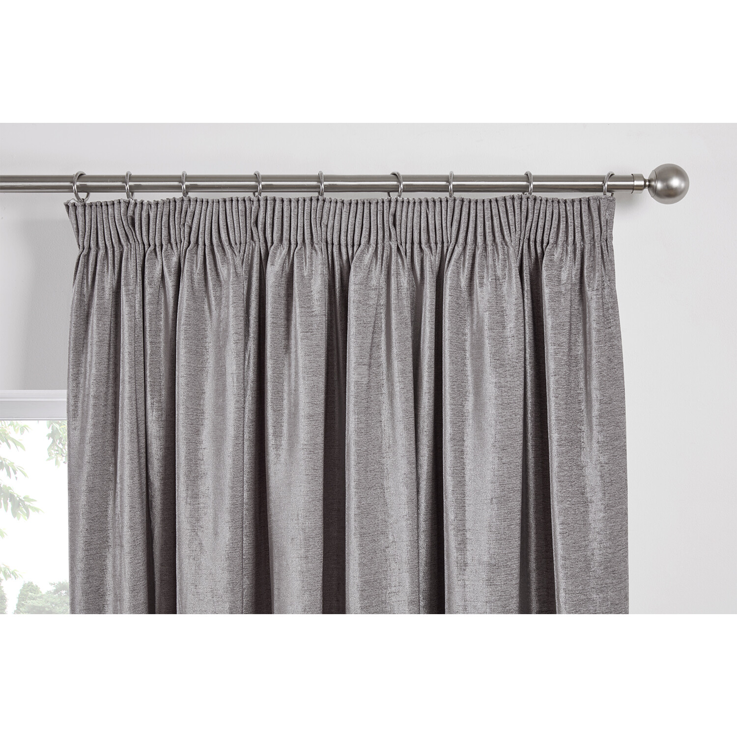 Divante Grey Chenille Taped Curtain 168 x 137cm Image 3