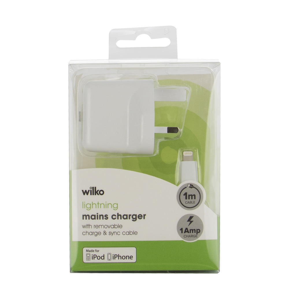 Wilko 1A Mains Charger Lightning MFI Image 1