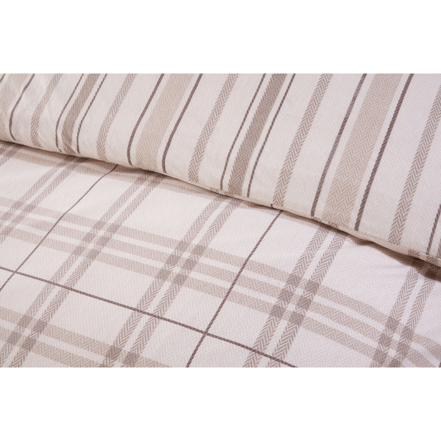 Fall Autumn Single Brown Check Duvet Cover and Pillowcase Set Image 5