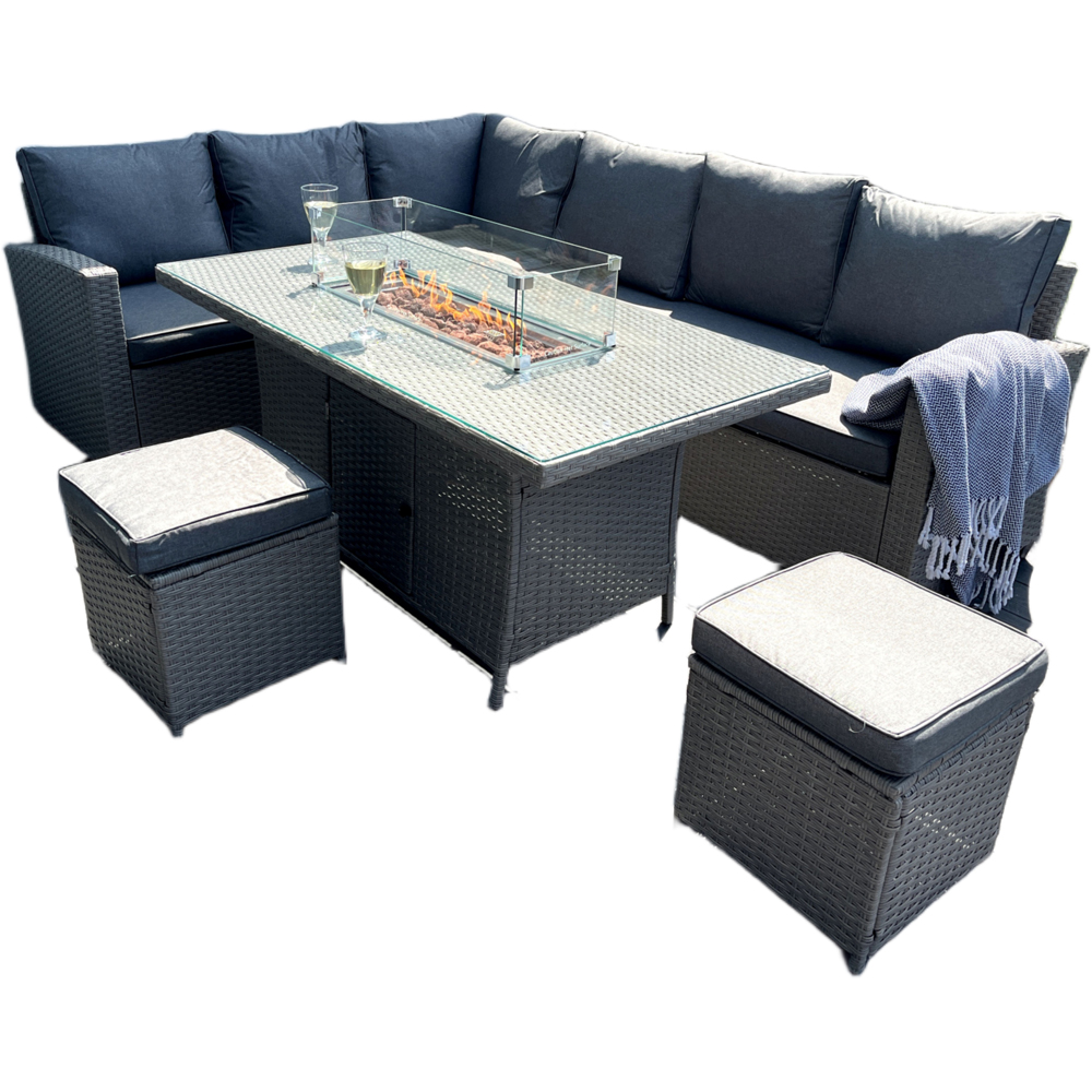 Outdoor Living The Croft 8 Seater Grey Corner Gas Firepit Dining Set Image 2