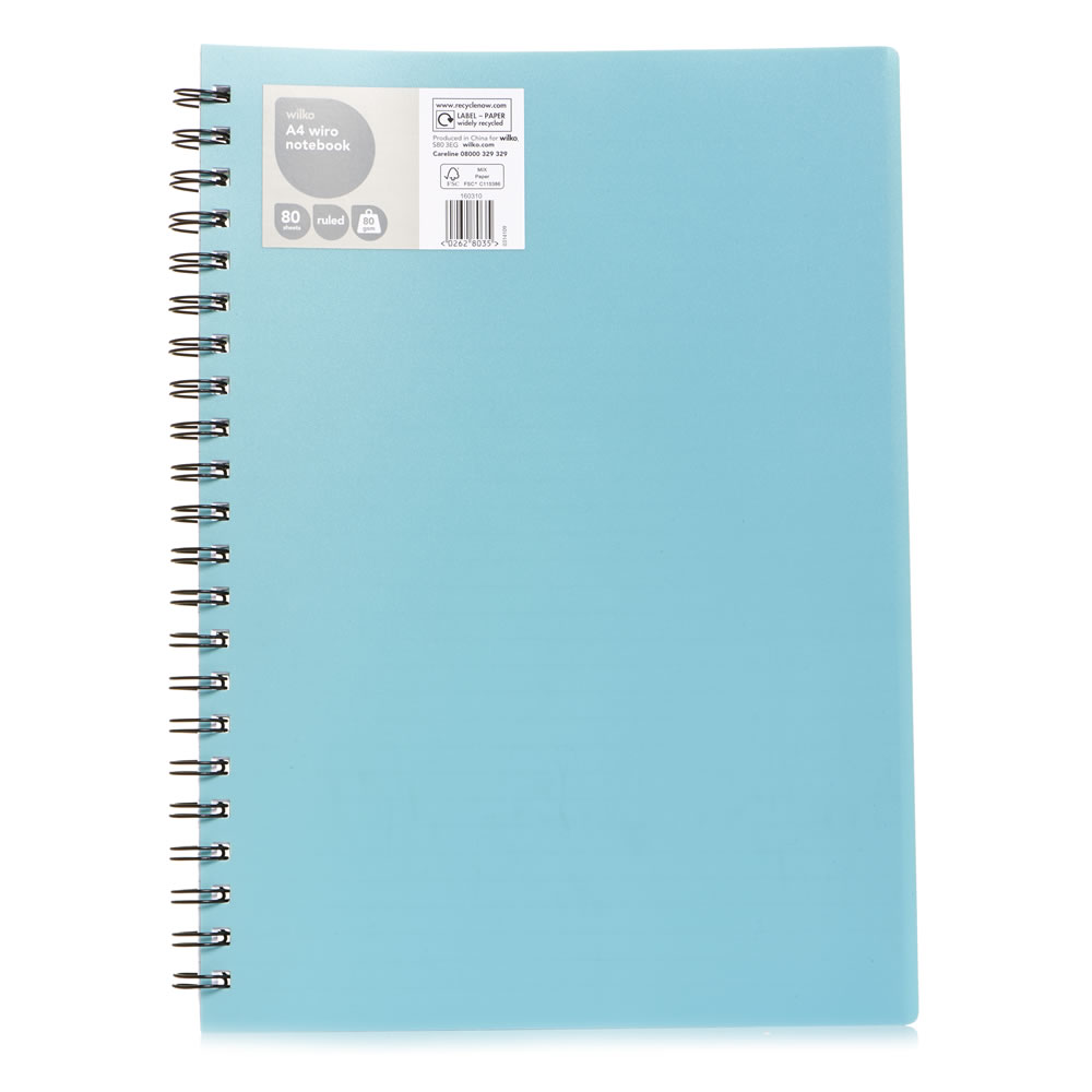Wilko A4 Wiro Notebook 80 Sheets 80gsm Image