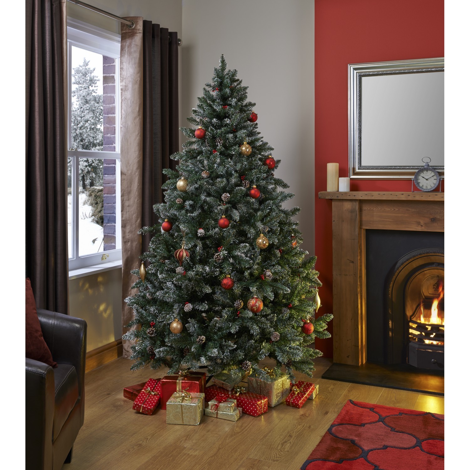 Oxford 6.5ft Berry and Cone Christmas Tree  - Green Image 1