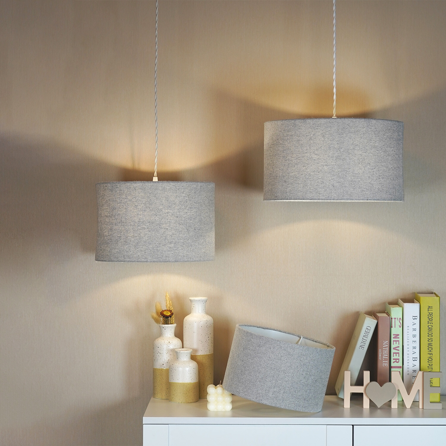 Woven Drum Shade - Grey / 25cm Image 2