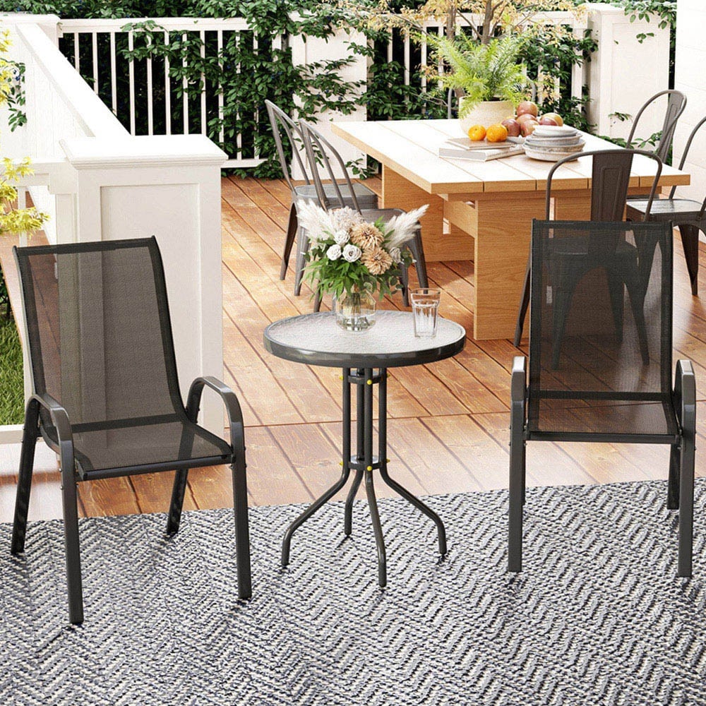 Outsunny 2 Seater Small Garden Bistro Set Black Image 1