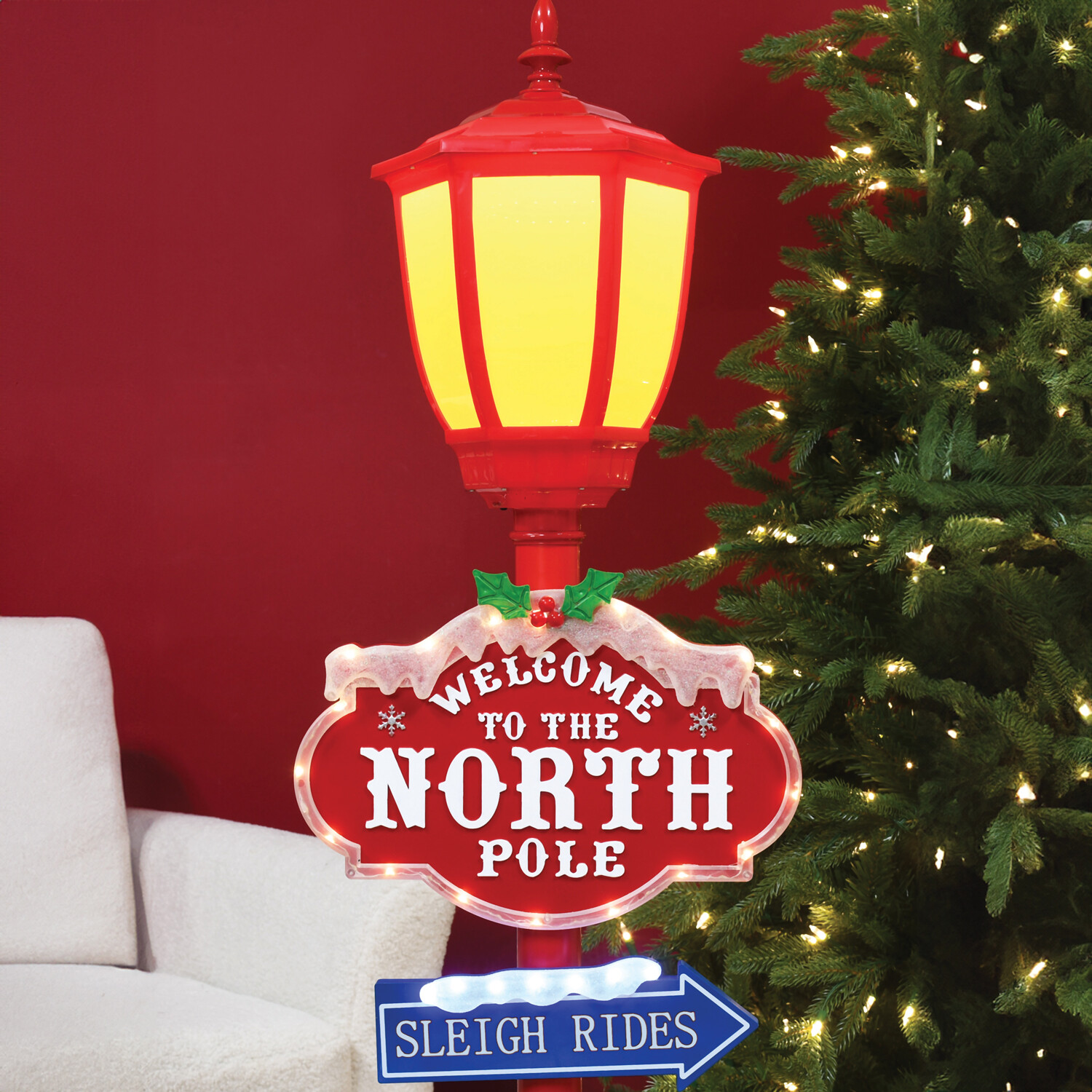 North Pole LED Road Sign - Red Image 4