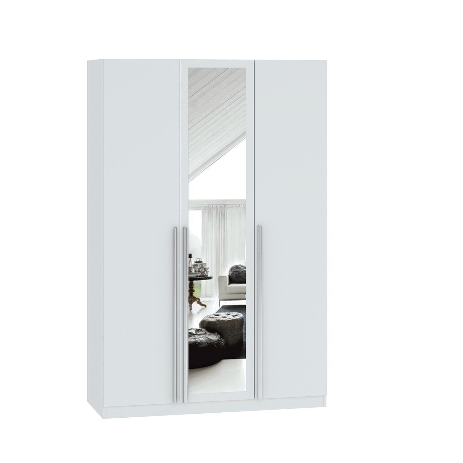 Echo 3 Door White Mirror Wardrobe Image 2