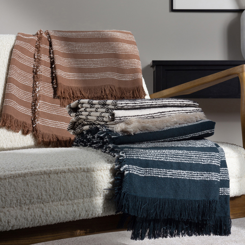 Hoem Jour Natural Woven Fringed Throw 130 x 180cm Image 4