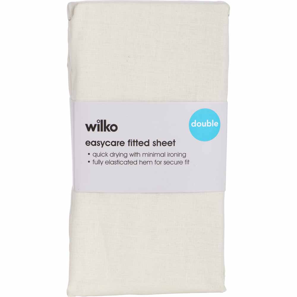 Wilko Easy Care Cream Double Fitted Sheet Wilko