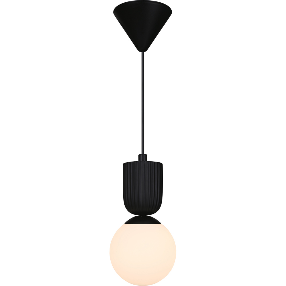Nordlux Sadie Black Opal Glass Dome Rippled Pendant Light Image 3