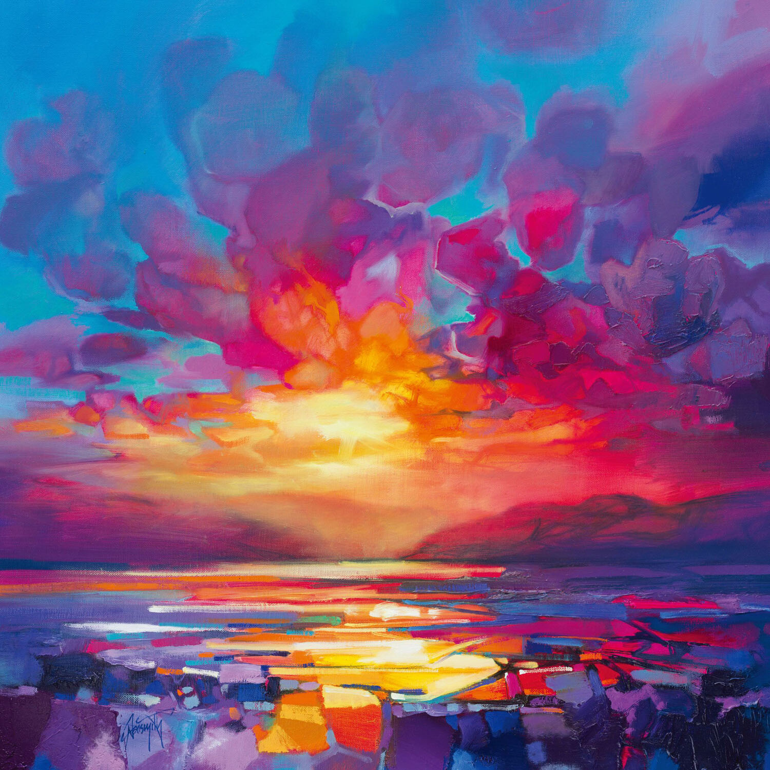 Scott Naismith Diminuendo Clouds Framed Painting 65.5 x 64.5cm Image