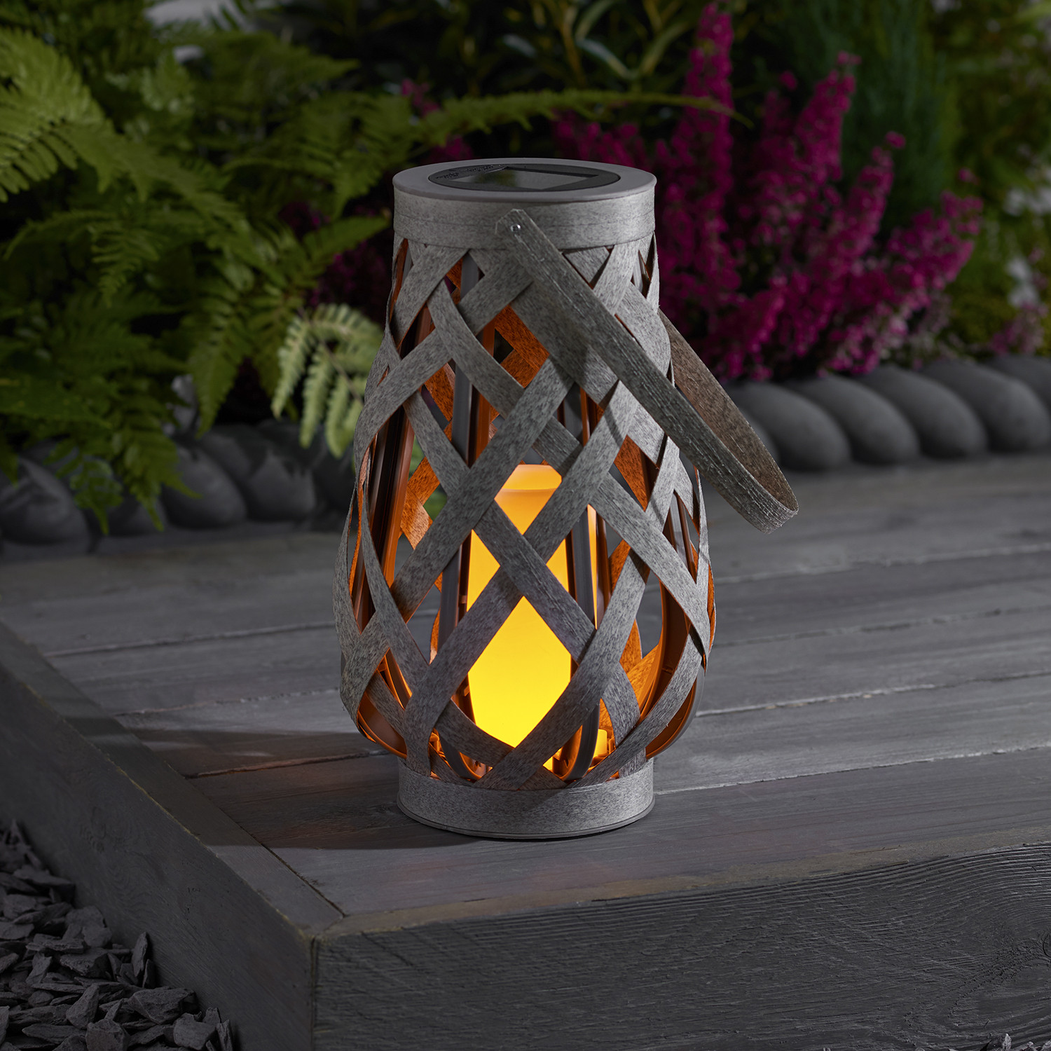 The Illuminated Garden Solar Rattan Effect Lantern Light Image 3