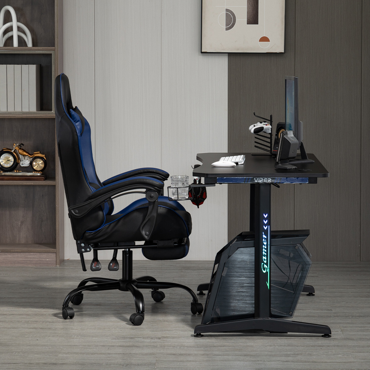 Galaxy Blue PU Swivel Gaming Chair Image 8