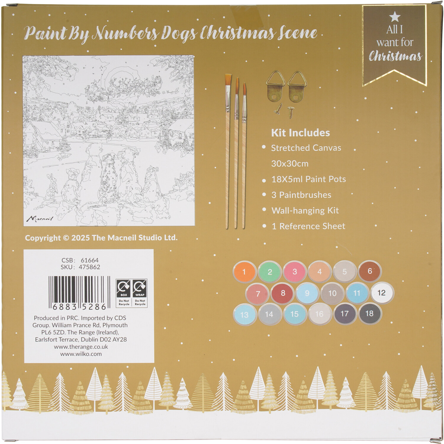 Paint By Number Dogs Christmas Scene Kit White Image 2
