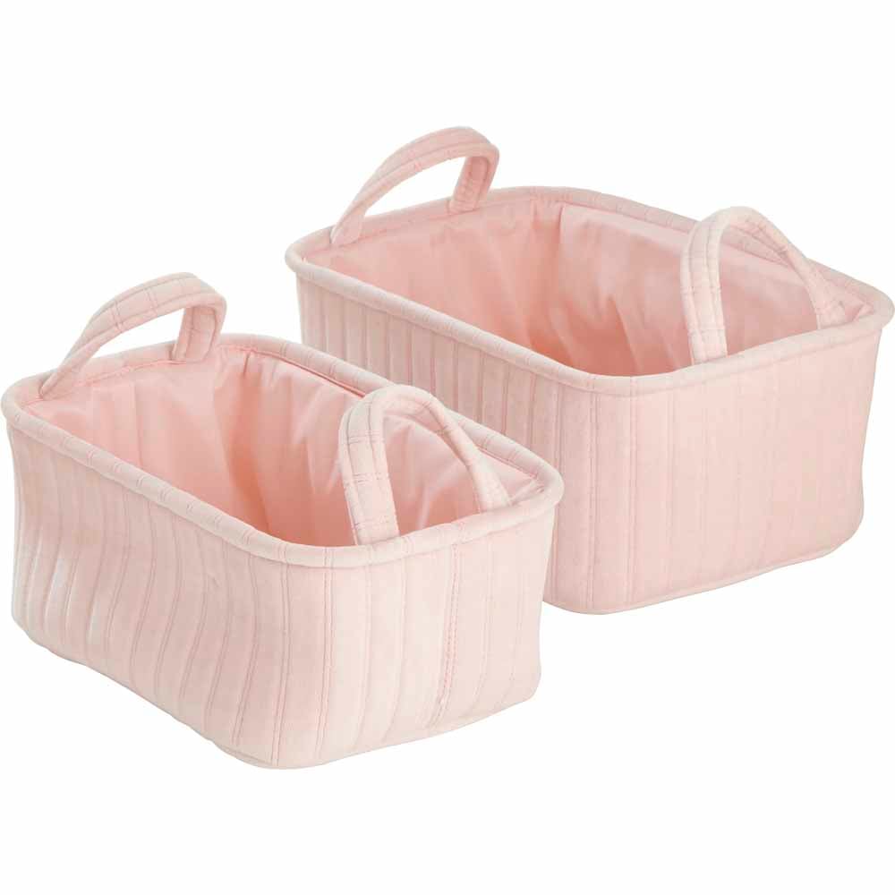 Wilko Pink Fabric Storage Tote 2 pack Wilko