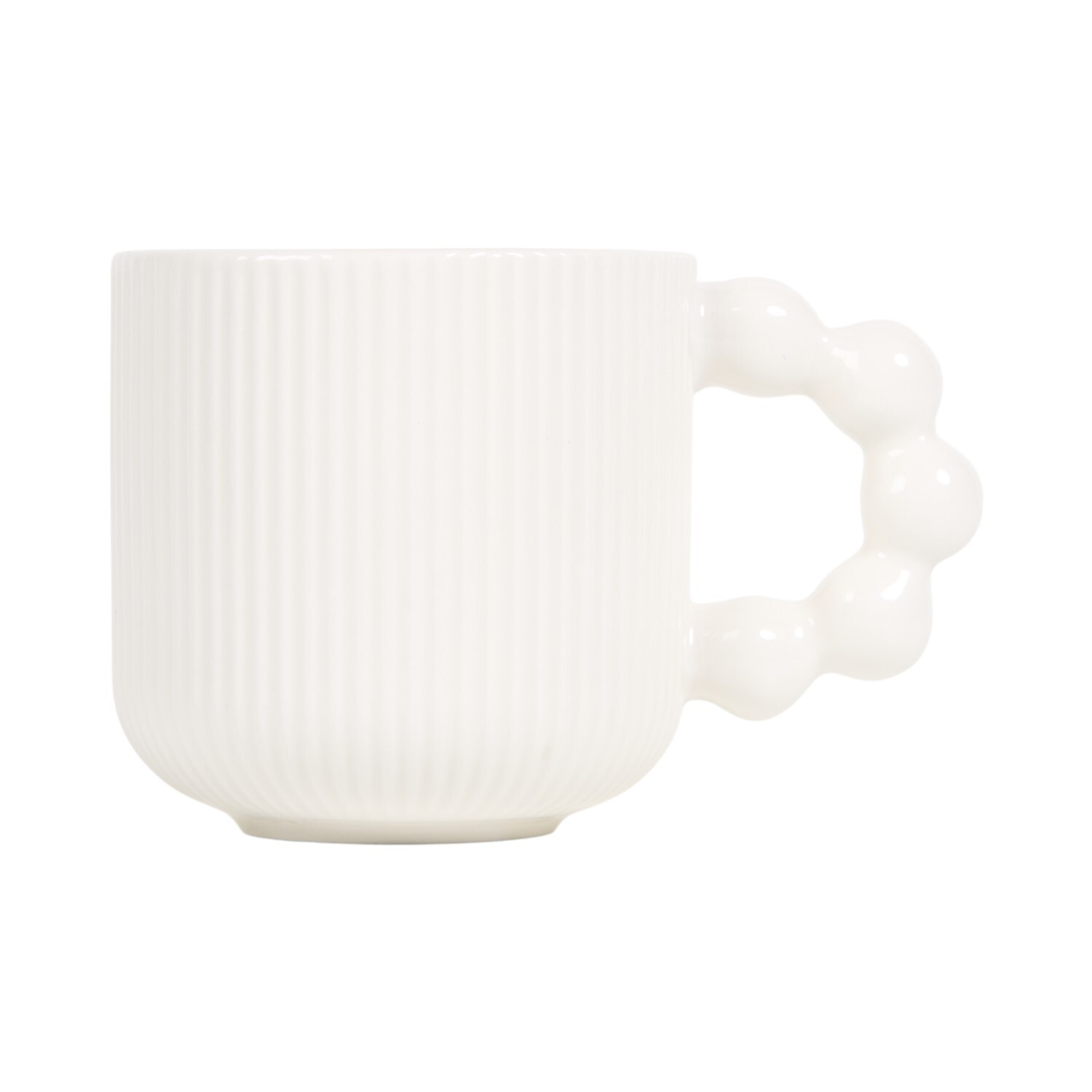 Ribbed Bobble Handle Mug Black or White Image 4