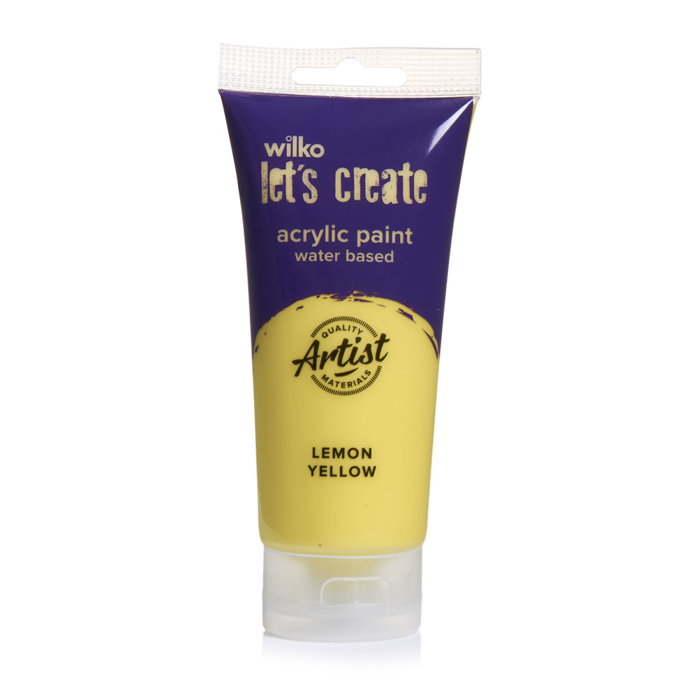 Wilko Let’s Create Lemon Yellow Acrylic Paint 200ml Wilko