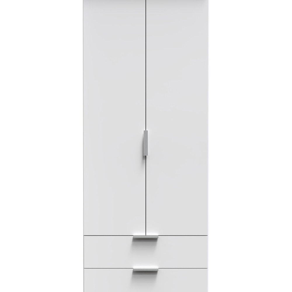 Crowndale Plymouth 2 Door 2 Drawer White Tall Wardrobe Ready Assembled Image 3