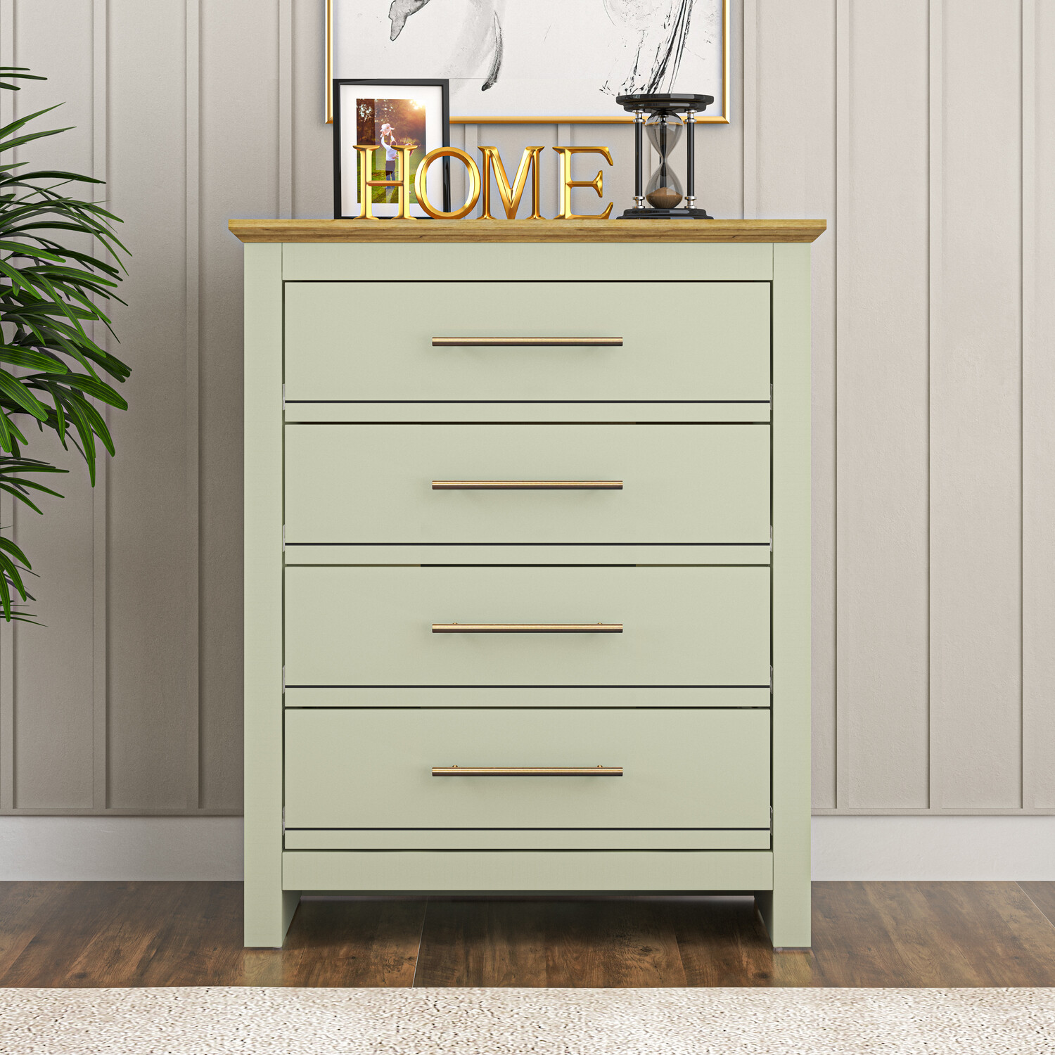 Bexley 4 Drawer Sage Green Chest of Drawers Image 1