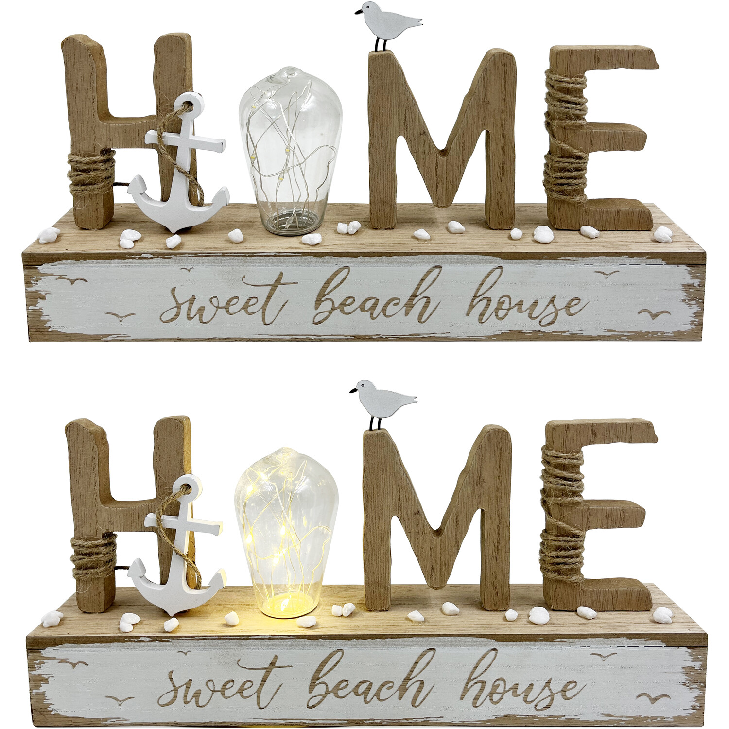 LED Beach House Sign - Brown Image 1