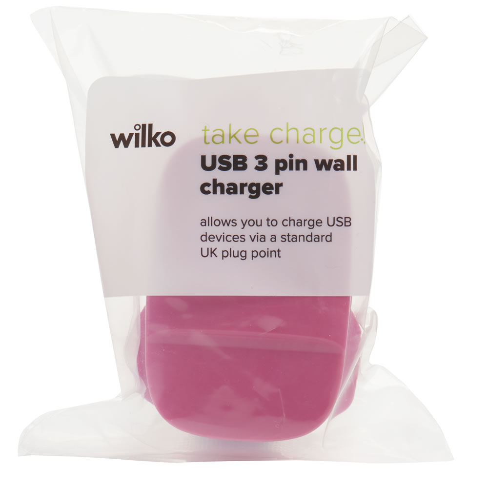 Wilko UK USB 3 Pin Wall Charger Image 2