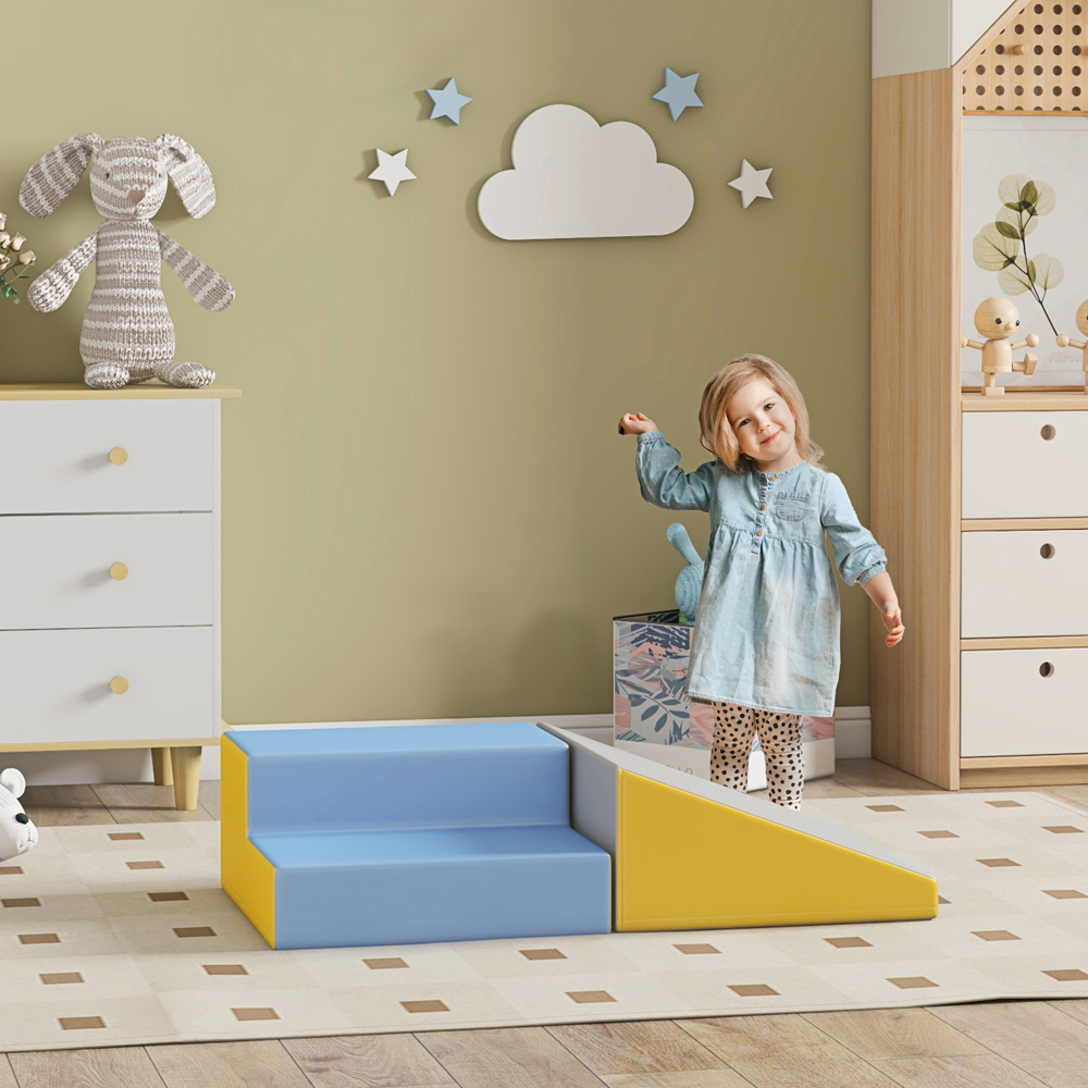 Tommy Toys Kids Grey Soft Foam Climb and Crawl Playset 2 Piece Image 4