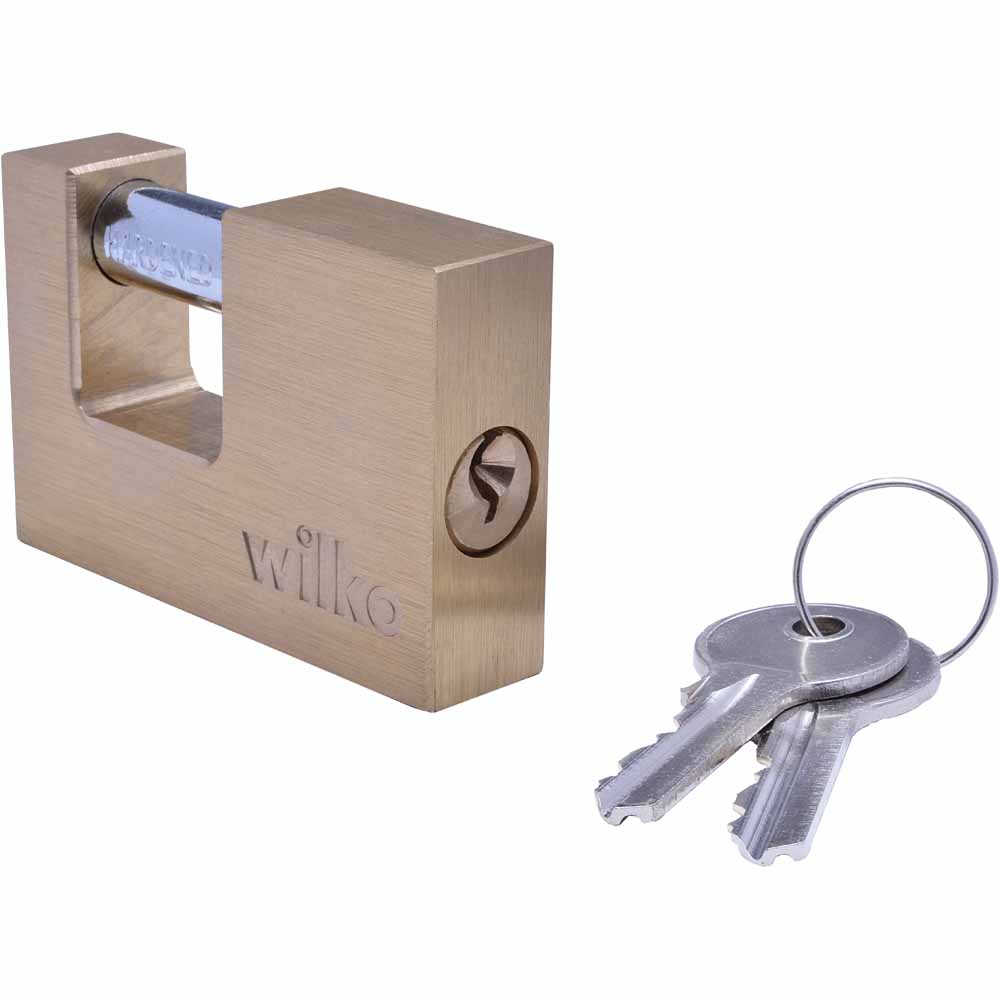 Wilko 70mm Brass Block Padlock with 2 Keys Image 4