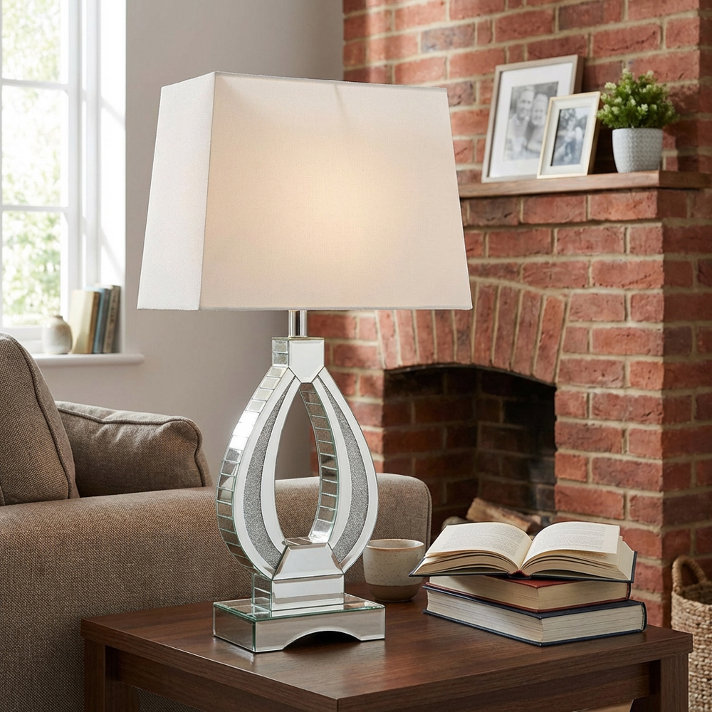 Eternity White Oval Crystal Encased Table Lamp Image 8