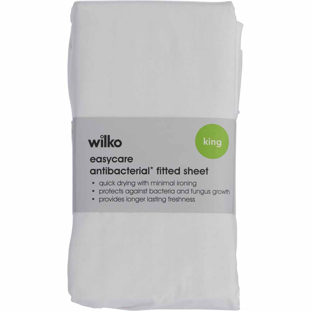 Wilko King White Anti-bacterial Fitted Bed Sheet Image 4
