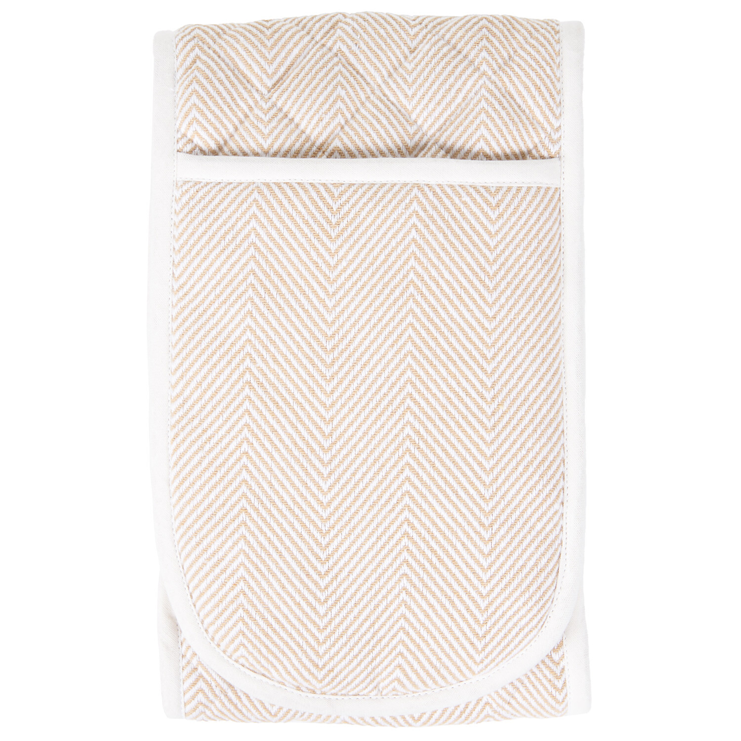 Stylish Double Oven Glove - Beige and Cream Image 1