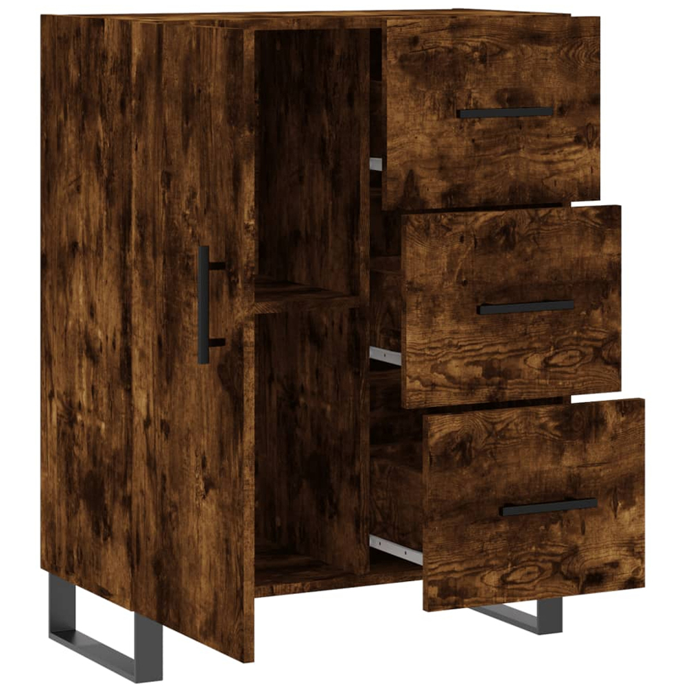 vidaXL Single Door 3 Drawer Smoked Oak Sideboard Image 6
