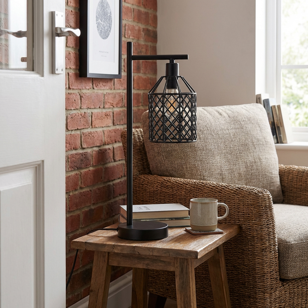 Industrial Weaved Table Lamp Image 2