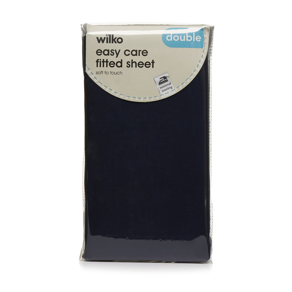 Wilko Easy Care Navy Double Fitted Sheet Image