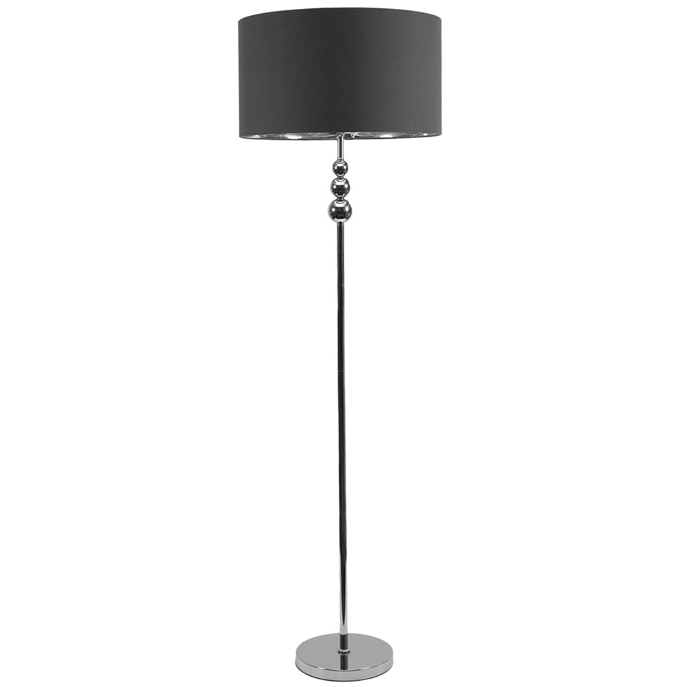 ValueLight Marissa Charcoal Velvet Chrome Inner Shade Chrome Stacked Ball LED Floor Lamp Image 1