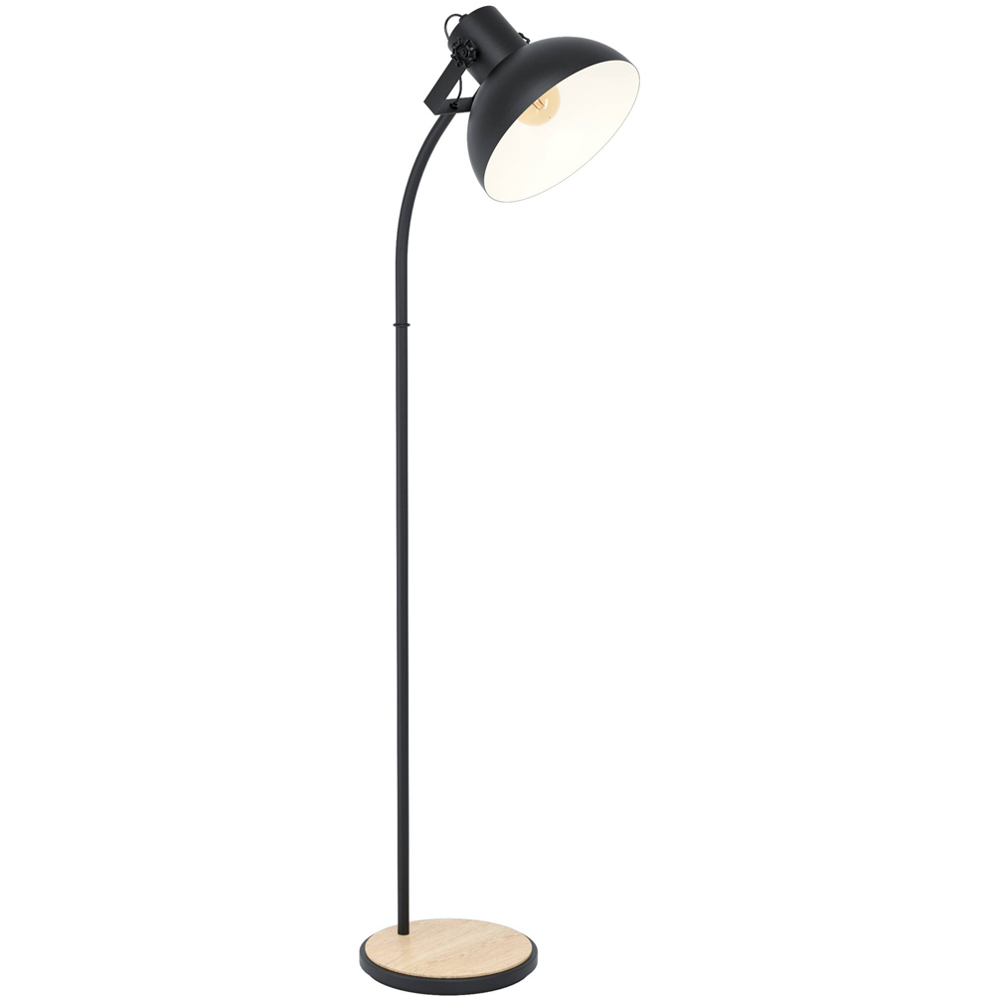 EGLO Lubenham Black and Wooden Floor Lamp Image 1