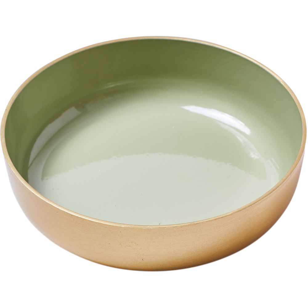 Wilko Green and Gold Small Metal Bowl Image 1