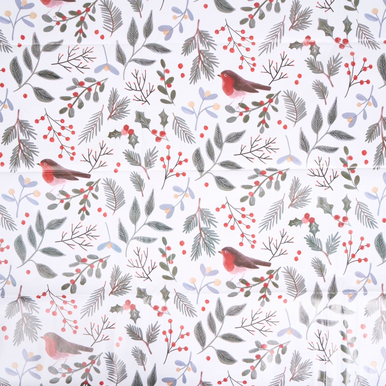 Merry Robin Wipe Clean Tablecloth White Image 3