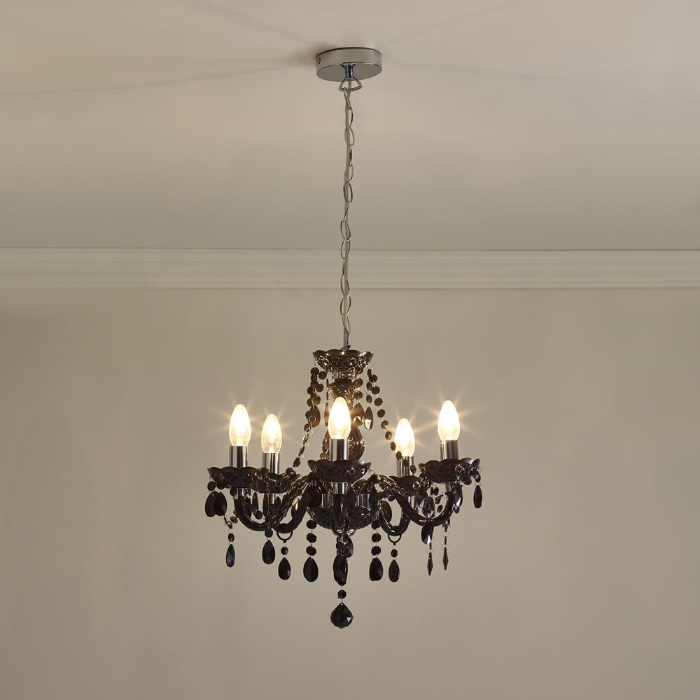 Wilko Marie Therese 5 Arm Black Chandelier Ceiling  Light Image 3