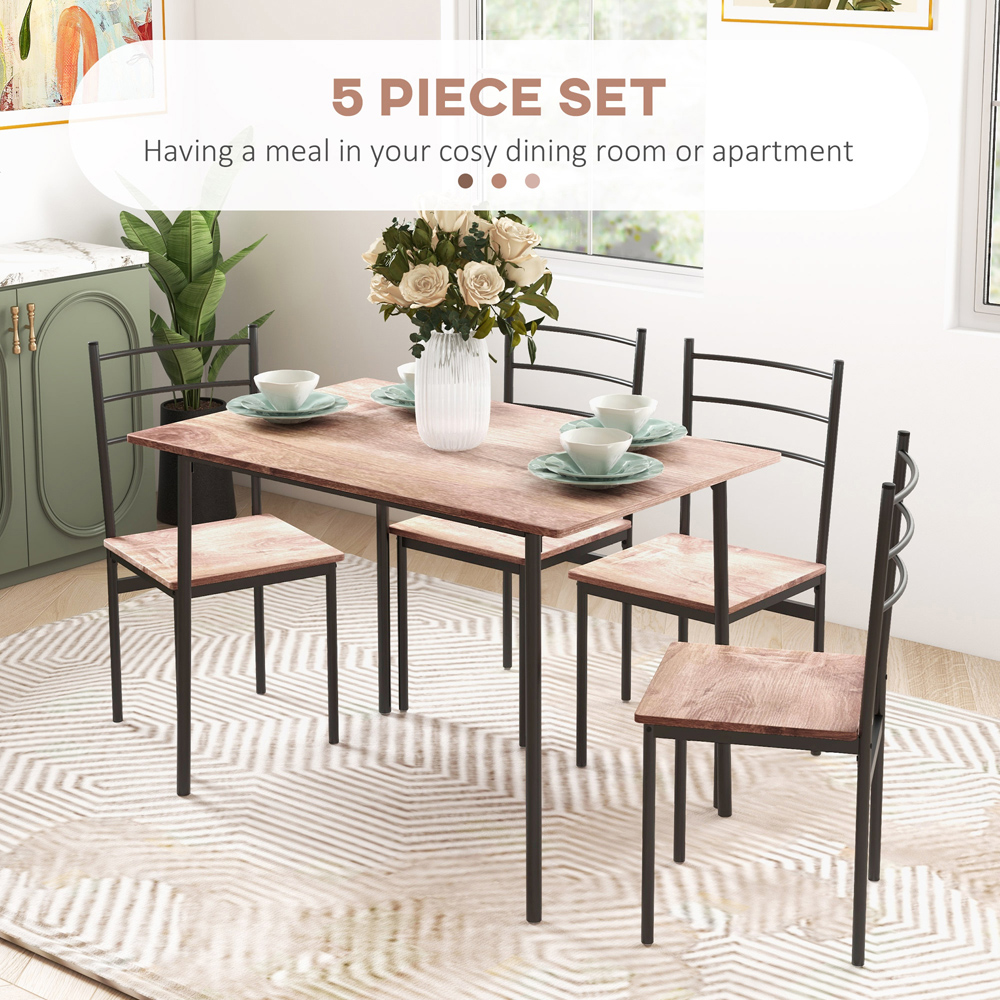 Portland 4 Seater Dining Set Brown Image 4