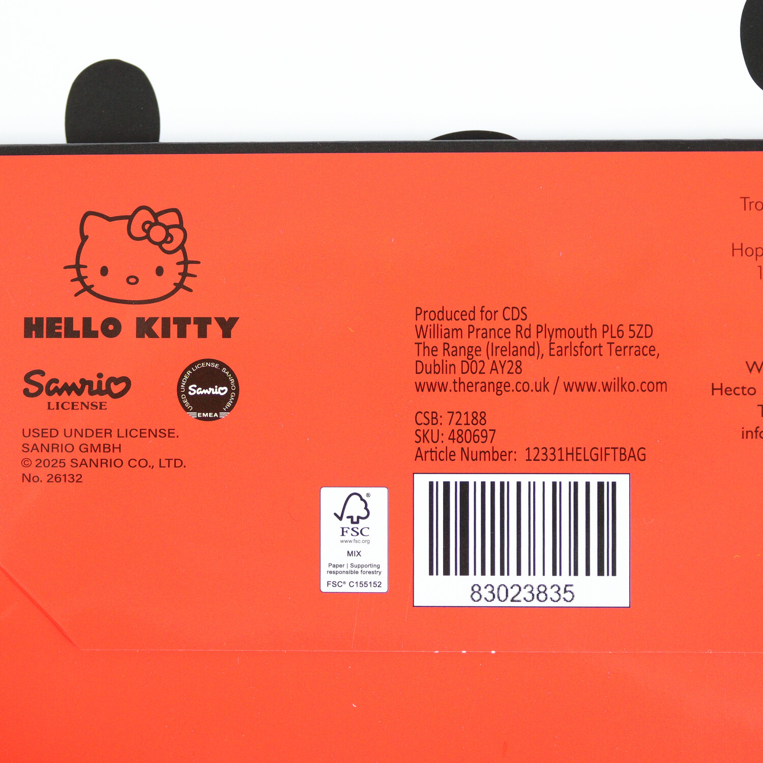 Hello Kitty Gift Bag Red Image 3